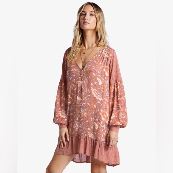 Billabong free as can be boho hippie mini dress - Picture 2 of 12